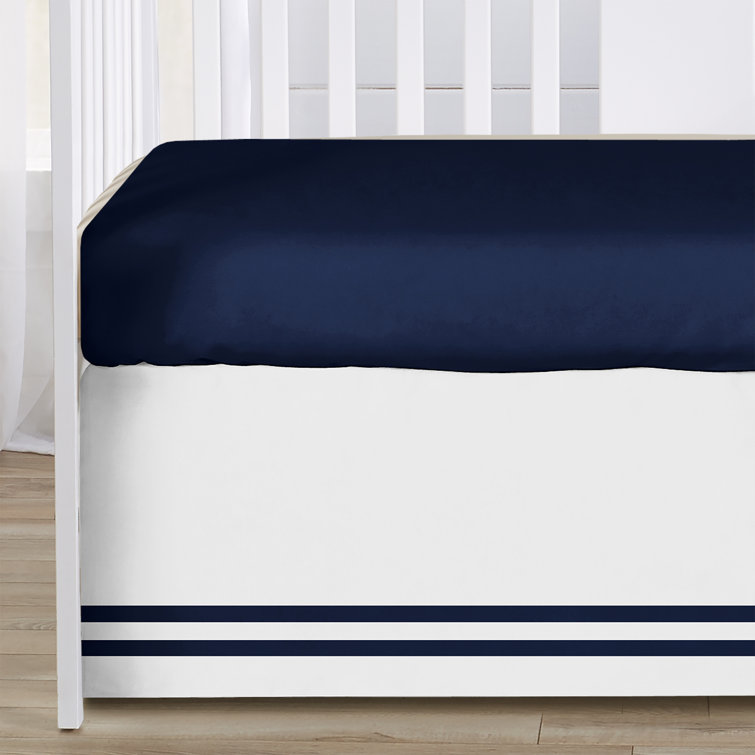 Navy blue and white crib outlet bedding